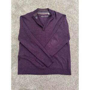 Robert Graham Mens 2XL Purple Quarter Zip Cotton Wool Blend Sweater Classic Fit